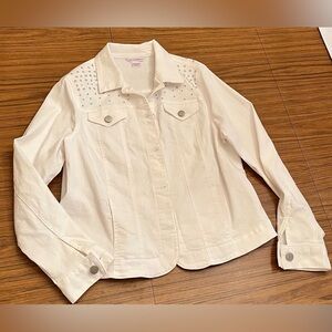 Allison Daley White Studded Jean Jacket